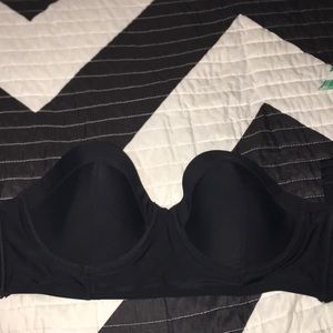 Strapless black, push-up bikini top